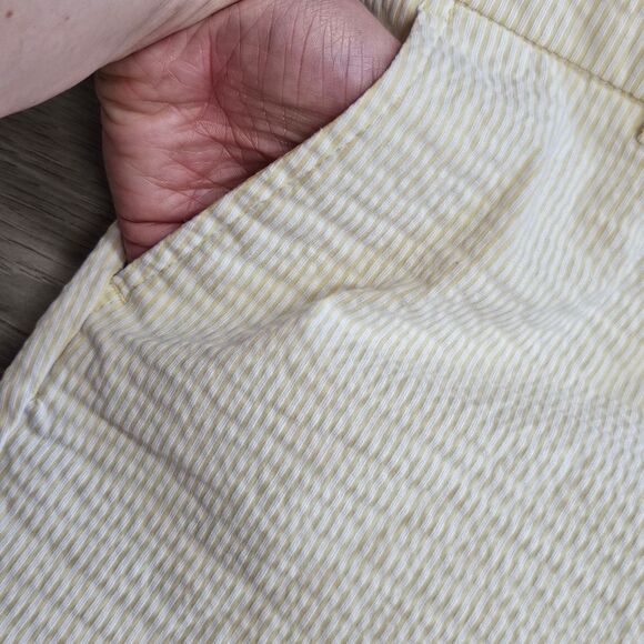 DALIA Yellow White Seersucker Capri Retro Pinup Sunny Fun Happy Bright Size 8 - Picture 11 of 12